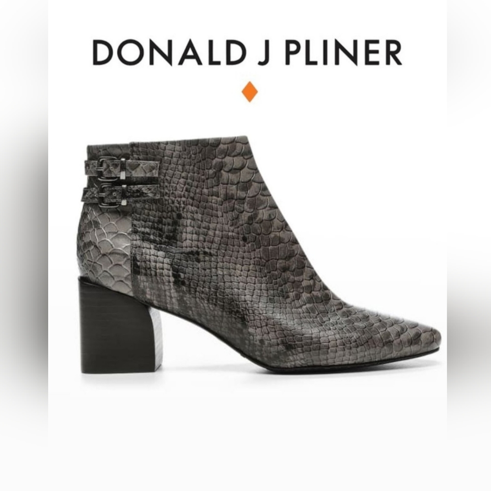 NWB Donald Pilner Leather Alek Python Print Ankle Bootie - Picture 2 of 6
